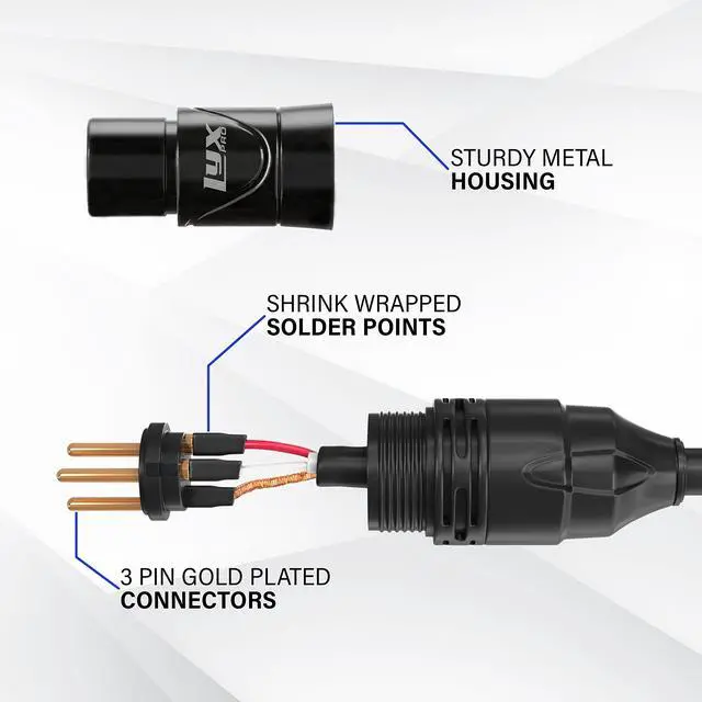 Alt view image 4 of 7 - LyxPro 1.5 Feet XLR Microphone Cable Balanced Male to Female 3 Pin Mic Cord for Powered Speakers Audio Interface Professional Pro Audio Performance and Recording Devices - Pink