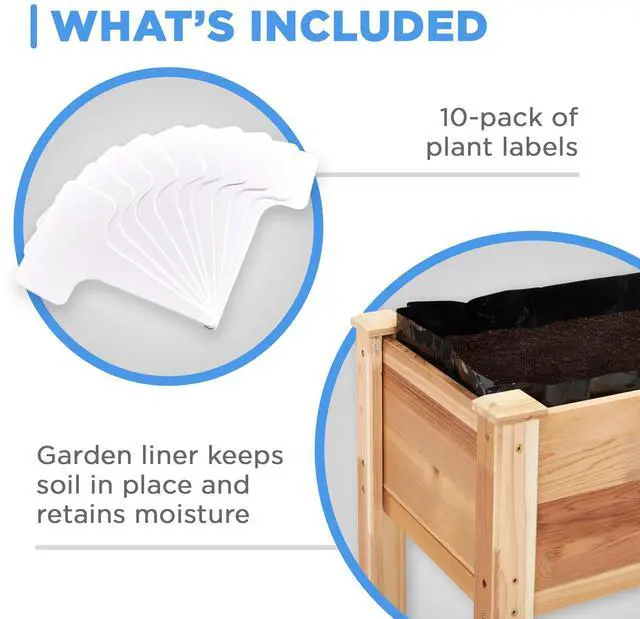 Alt view image 4 of 7 - Jumbl Raised Canadian Cedar Garden Bed | Elevated Wood Planter for Growing Fresh Herbs, Vegetables, Flowers, Succulents | 34x18x30