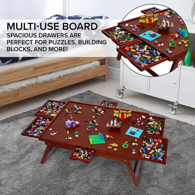 Alt view image 7 of 7 - Jumbl 1500-Piece Puzzle Board Rack w/ Cover | 27 x 35 Jigsaw Puzzle Table w/ Legs 6 Removable Storage Sorting Drawers | Smooth Plateau Fiberboard Work Surface & Reinforced Hardwood | Games & Puzzles