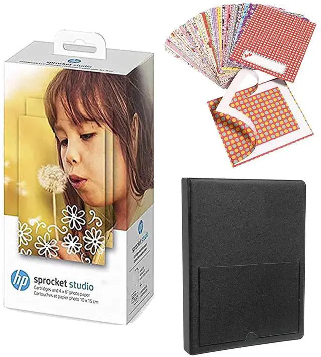 Main image of HP Sprocket Studio 4x6 Photo Paper & Cartridges (80 Sheets - 2 Cartridges) Starter Bundle