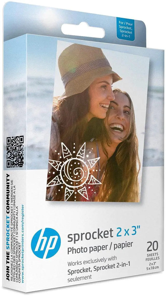 Main image of Sprocket 2x3" Premium Zink Sticky Back Photo Paper (20 Sheets) Compatible with HP Sprocket Photo Printers.