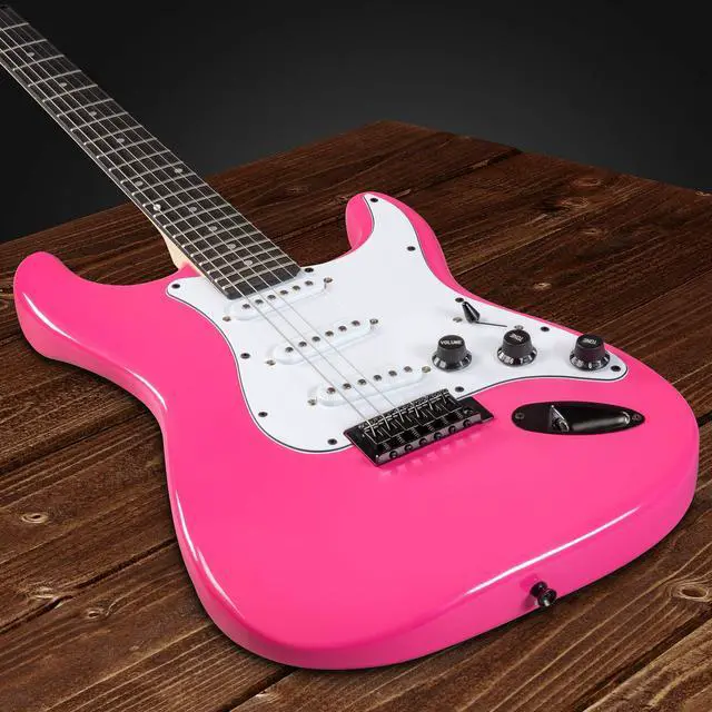 Alt view image 4 of 5 - LyxPro CS 39 Electric Guitar Kit for Beginner, Intermediate & Pro Players with Guitar, Amp Cable, 6 Picks & Learners Guide | Solid Wood Body, Volume/Tone Controls, 5-Way Pickup - Pink