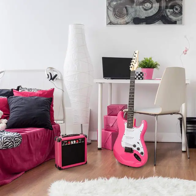 Alt view image 5 of 5 - LyxPro CS 39 Electric Guitar Kit for Beginner, Intermediate & Pro Players with Guitar, Amp Cable, 6 Picks & Learners Guide | Solid Wood Body, Volume/Tone Controls, 5-Way Pickup - Pink