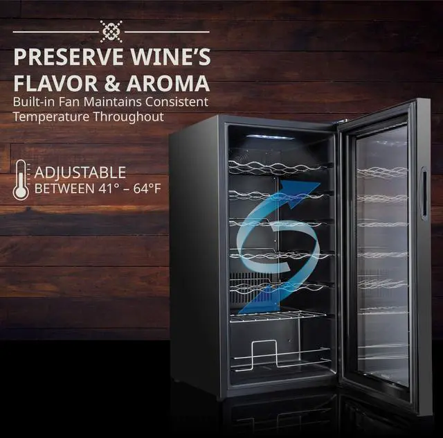 Alt view image 2 of 7 - Ivation 28 Bottle Compressor Wine Cooler Refrigerator | Large Freestanding Wine Cellar For Red, White, Champagne or Sparkling Wine | 41f - 64f Touch Digital Temperature Control Fridge Glass Door Black