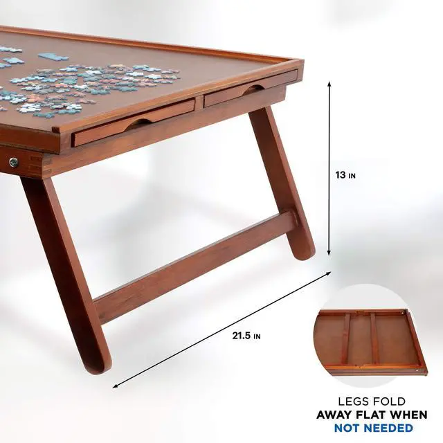Alt view image 4 of 7 - jumbl puzzle board rack | 23? x 31? wooden jigsaw puzzle table w/ 4 storage & sorting drawers | smooth plateau fiberboard work surface & reinforced hardwood | for games & puzzles up to 1,000 pieces