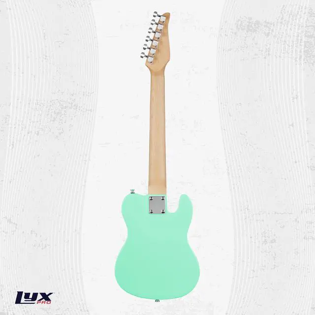 Alt view image 2 of 7 - LyxPro 30 Electric Guitar Left Hand TL Series, Full-Size Paulownia Wood Body, 3-Ply Pickguard, C-Shape Neck, Ashtray Bridge, Quality Gear Tuners, 3-Way Switch & Volume/Tone Controls, 2 Picks, Green