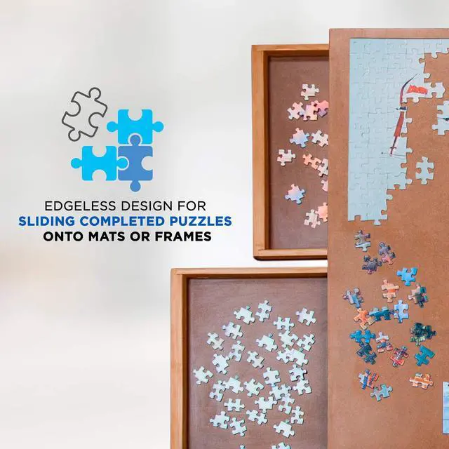 Alt view image 5 of 7 - jumbl puzzle board rack | 23? x 31? wooden jigsaw puzzle table w/ 4 storage & sorting drawers | smooth plateau fiberboard work surface & reinforced hardwood | for games & puzzles up to 1,000 pieces