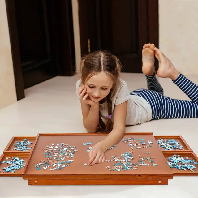 Alt view image 7 of 7 - jumbl puzzle board rack | 23? x 31? wooden jigsaw puzzle table w/ 4 storage & sorting drawers | smooth plateau fiberboard work surface & reinforced hardwood | for games & puzzles up to 1,000 pieces
