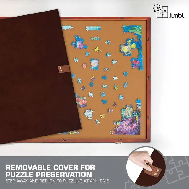 Alt view image 7 of 7 - Jumbl Premium 1500-Piece Tilting Puzzle Board w/ Felt Surface, 6 Removable Sorting Drawers Surface, Interlocking Cover | 27 x 35 Wooden Jigsaw Puzzle Table | Reinforced Hardwood Construction