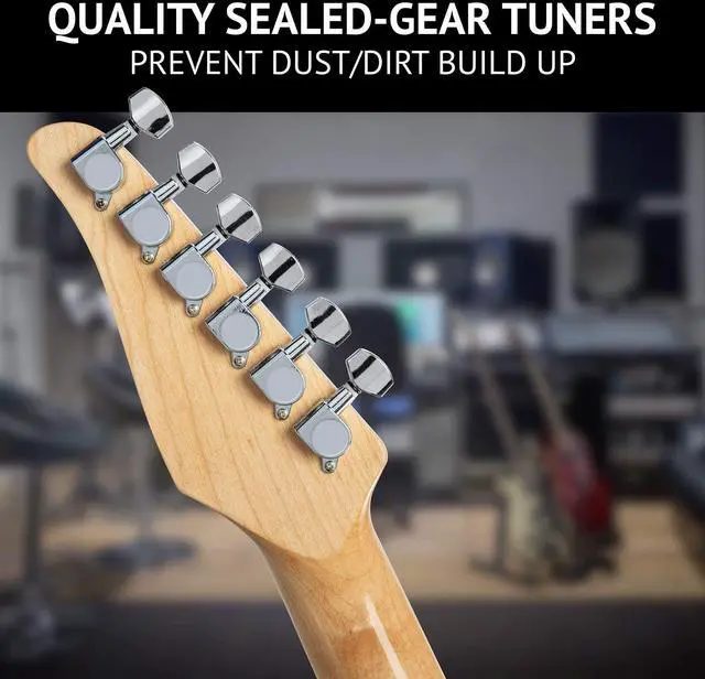 Alt view image 5 of 7 - LyxPro 39 Electric Guitar TL Series, Full-Size Paulownia Wood Body, 3-Ply Pickguard, C-Shape Neck, Ashtray Bridge, Quality Gear Tuners, 3-Way Switch & Volume/Tone Controls, 2 Picks Included, Sunburst