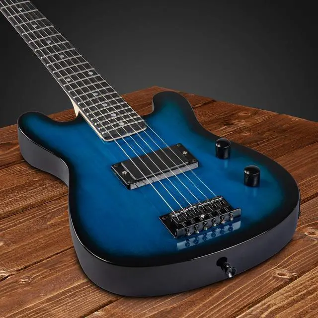 Alt view image 4 of 7 - LyxPro 30 Inch Electric Guitar and Starter Kit for Kids with 3/4 Size Beginners Guitar, Amp, Six Strings, Two Picks, Shoulder Strap, Digital Clip On Tuner, Guitar Cable and Soft Case Gig Bag - Blue