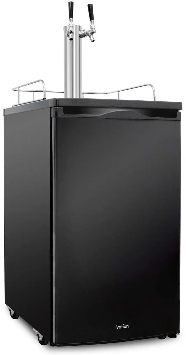 Main image of Ivation Full Size Kegerator | Dual Tap Draft Beer Dispenser & Universal Beverage Cooler | Mounted CO2 Cylinder, Temperature Control, Drip Tray & Rail | Fits 1/2 Keg, 1/4 Pony Keg, (2) 1/6 Kegs (Black)