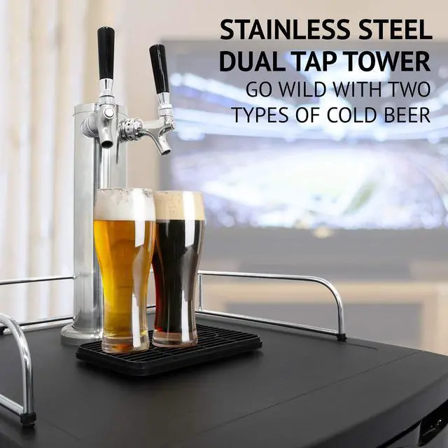Alt view image 7 of 7 - Ivation Full Size Kegerator | Dual Tap Draft Beer Dispenser & Universal Beverage Cooler | Mounted CO2 Cylinder, Temperature Control, Drip Tray & Rail | Fits 1/2 Keg, 1/4 Pony Keg, (2) 1/6 Kegs (Black)