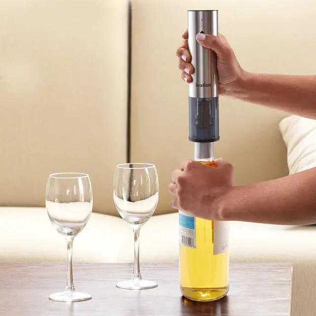 Alt view image 6 of 7 - Ivation Rechargeable Automatic Wine Opener | Electric Cork Extractor Tool with Lithium Battery, LED Lights, USB Charging Cable, Bonus Foil Cutter & Elegant Gift Box | Uncorks 50 Bottles Per Charge