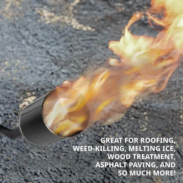 Alt view image 6 of 7 - Ivation Heavy-Duty Propane Torch | 340K BTU Gas-Powered Weed Burner with Push-Button Igniter, Adjustable Flame, 10 Hose & Safety Trigger for Melting, Welding, Roofing, Soldering, Wood Treating, Etc.