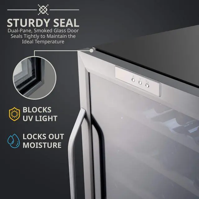 Alt view image 5 of 7 - Ivation 34 Bottle Compressor Wine Cooler Refrigerator w/Lock | Large Freestanding Wine Cellar For Red, White, Champagne or Sparkling Wine | 41f-64f Digital Temperature Control Fridge Stainless Steel