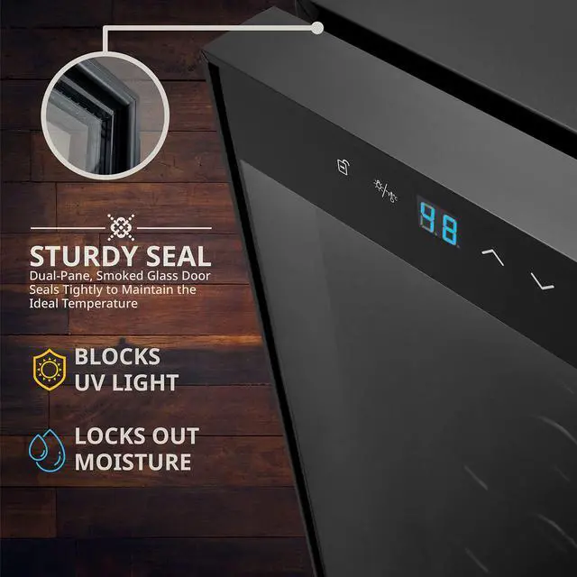 Alt view image 2 of 7 - Ivation 18 Bottle compressor Wine cooler Refrigerator wLock  Large Freestanding Wine cellar For Red White champagne or Sparkling Wine  41f-64f Digital Temperature control Fridge glass Door Black