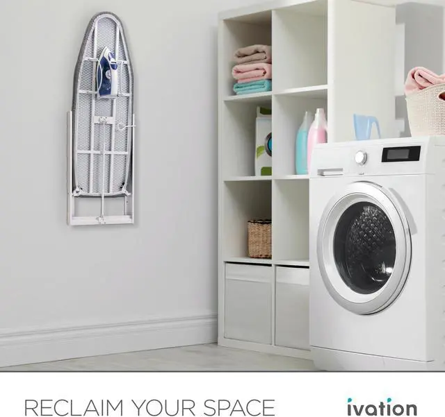 Alt view image 6 of 7 - Ivation Wall-Mounted Ironing Board | Foldable 36.2 x 12.2 Sturdy Ironing Station for Home & Apartments, Easy-Release Lever, Removable Cotton Cover, Includes Mounting Hardware With Iron Holder