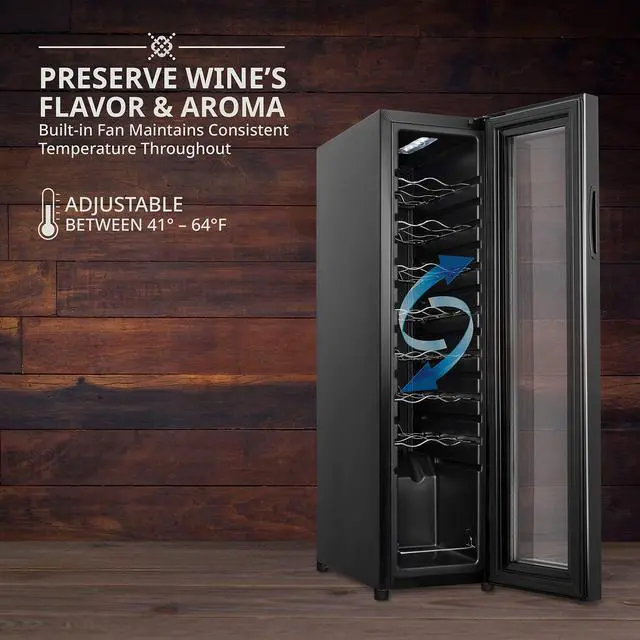 Alt view image 6 of 7 - Ivation 16 Bottle Compressor Wine Cooler Refrigerator w/Lock | Large Freestanding Wine Cellar For Red, White, Champagne or Sparkling Wine | 41f-64f Digital Temperature Control Fridge Glass Door Black
