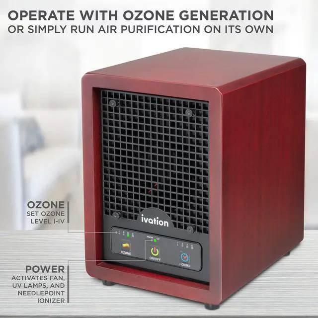 Alt view image 7 of 7 - Ivation 5-in-1 Air Purifier & Ozone Generator For Up to 3,500 Sq/Ft, Ionizer & Deodorizer  Included 2 UV Lights, Photo-Catalytic and Carbon Filters, Eliminates Odors from Pets, Smoke, Food & More