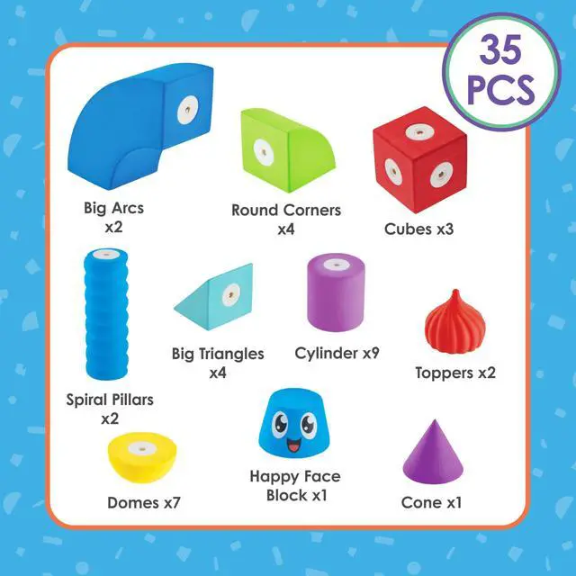 Alt view image 7 of 7 - Lil' Jumbl Magnetic Foam STEM Preschool Sensory Toys for Children, Toddlers, Boys and Girls 35 Piece Castle Set , Bath Building Blocks, The Supreme Bath Toy, Engineering Toys for Kids 3-6