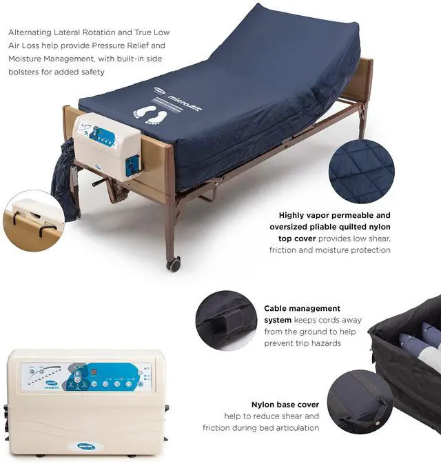 Alt view image 4 of 7 - Invacare microAIR Lateral Rotation Low Air Loss Mattress System, 600 lb. Weight Capacity, MA900
