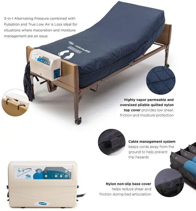 Alt view image 6 of 7 - Invacare microAIR 42" W x 84" L Alternating Pressure Low Air Loss Mattress System, 1000 lb. Weight Capacity, MA800B4284