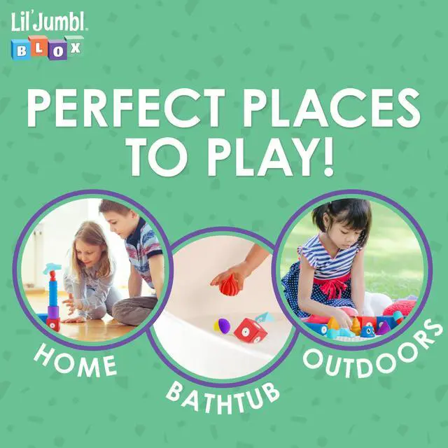 Alt view image 5 of 7 - Lil' Jumbl Magnetic Foam Blocks  STEM Sensory Toys for Toddlers & Kids, 100-Piece Set, Bath Building Blocks & Engineering Toys for Ages 3-6