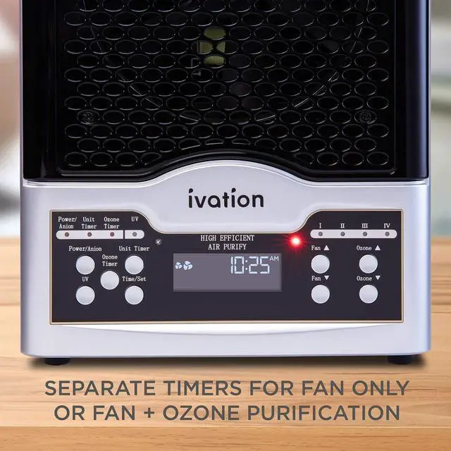 Alt view image 7 of 8 - ivation 5-in-1 hepa air purifier & ozone generator w/digital display timer and remote, ionizer & deodorizer 3,700 sq/ft - hepa,