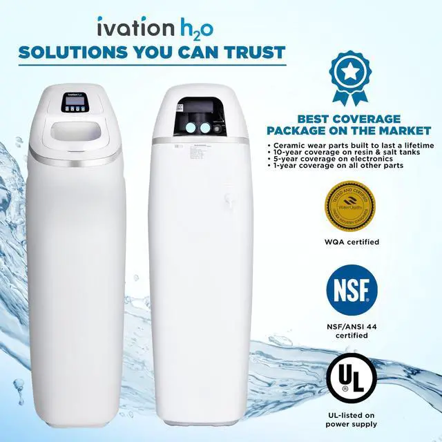 Alt view image 5 of 7 - Ivation H2O 40,000 Grain Water Softener with Patented Ceramic Discs, Automatic Whole House Soft Water Regeneration Reduces Magnesium & Hard Minerals & Improves Water Quality
