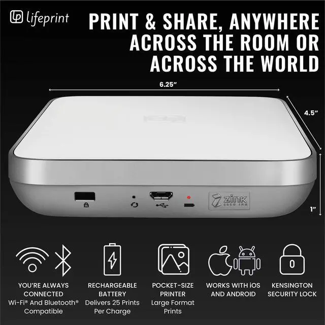 Alt view image 5 of 7 - Lifeprint 3x4.5 Portable Photo AND Video Printer for iPhone and Android. Make Your Photos Come To Life w/ Augmented Reality - White