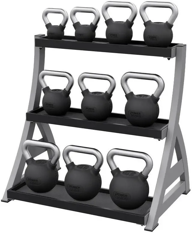 Alt view image 5 of 6 - Power Systems Studio Premium 3-Tier Kettlebell Rack, Holds Up To 12 Kettlebells, 31 x 23 x 33 Inches, Gray/Black (50090)