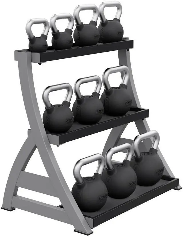 Alt view image 4 of 6 - Power Systems Studio Premium 3-Tier Kettlebell Rack, Holds Up To 12 Kettlebells, 31 x 23 x 33 Inches, Gray/Black (50090)