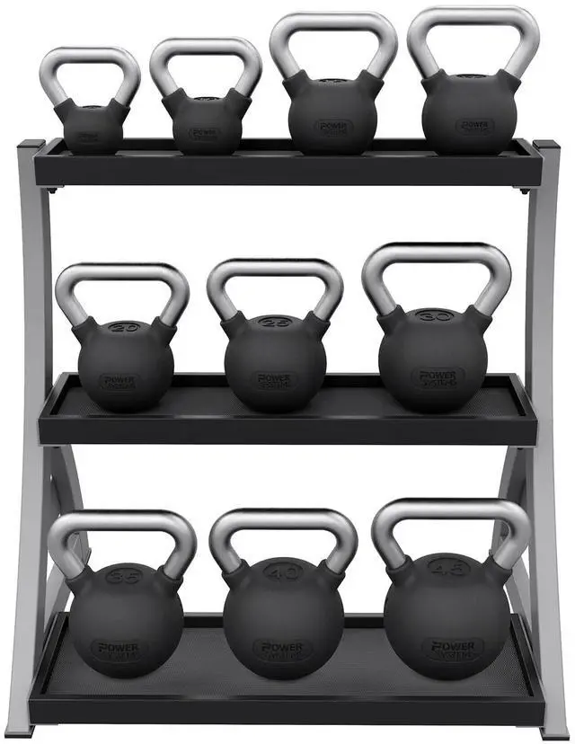 Alt view image 6 of 6 - Power Systems Studio Premium 3-Tier Kettlebell Rack, Holds Up To 12 Kettlebells, 31 x 23 x 33 Inches, Gray/Black (50090)