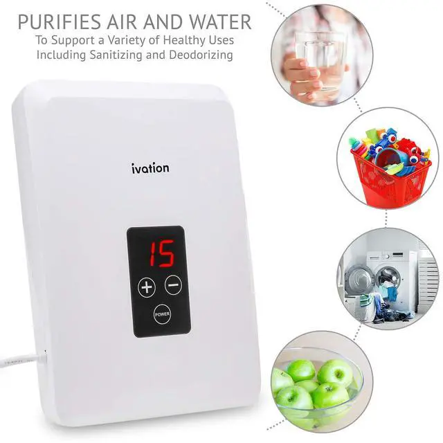Alt view image 3 of 8 - ivation portable ozone generator 600mg/h - multipurpose air sterilizing & freshening system w/2 silicone tubes, 2 diffuser ston