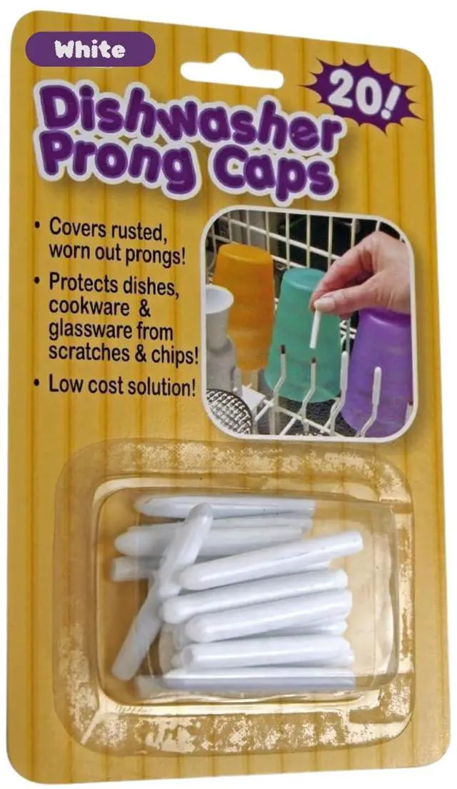 Main image of Jumbl Dishwasher Prong Tine Caps, Covers Rusted, Worn Out Cookware and Glassware from Scratch (Set of 20) - White