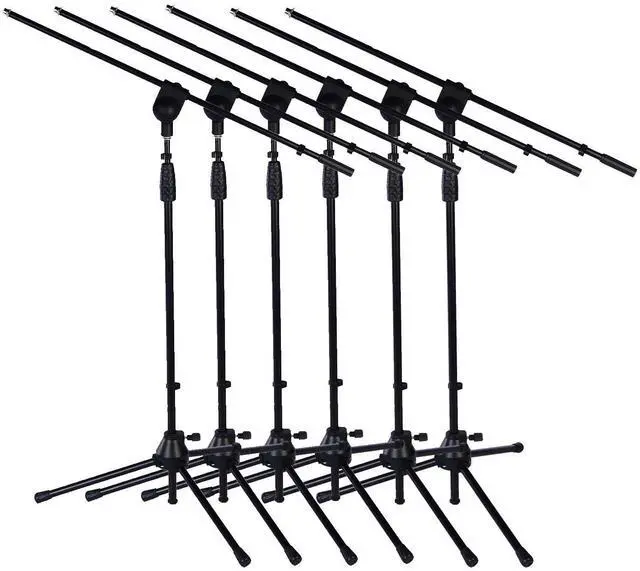 Main image of LyxPro Microphone Stand Boom Arm, Rotating Floor Podium Stage, Strong Durable And Foldable 38.5 Inch - 66 Inch, Extends Arm to 29 3/8 Inch Comes With 3/8 Inch and 5/8 Inch - Mount Adapters (Pack of 6)