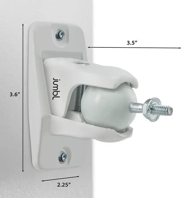 Alt view image 5 of 6 - Jumbl SINSB7W ProGrip Ultra Stainless Steel Speaker Wall Mount Bracket White, Pair of 2 - Thread Size: 1/4-20 - Holds up to 10 Lbs