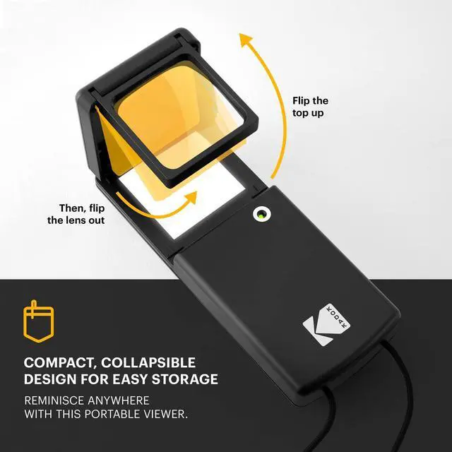Alt view image 2 of 7 - KODAK Magnifying Lighted Slide Viewer, Compact Portable 1.8x LED Backlight for Vintage 35mm Film Slides, Battery Operated, Neck Lanyard included