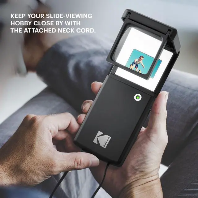 Alt view image 5 of 7 - KODAK Magnifying Lighted Slide Viewer, Compact Portable 1.8x LED Backlight for Vintage 35mm Film Slides, Battery Operated, Neck Lanyard included