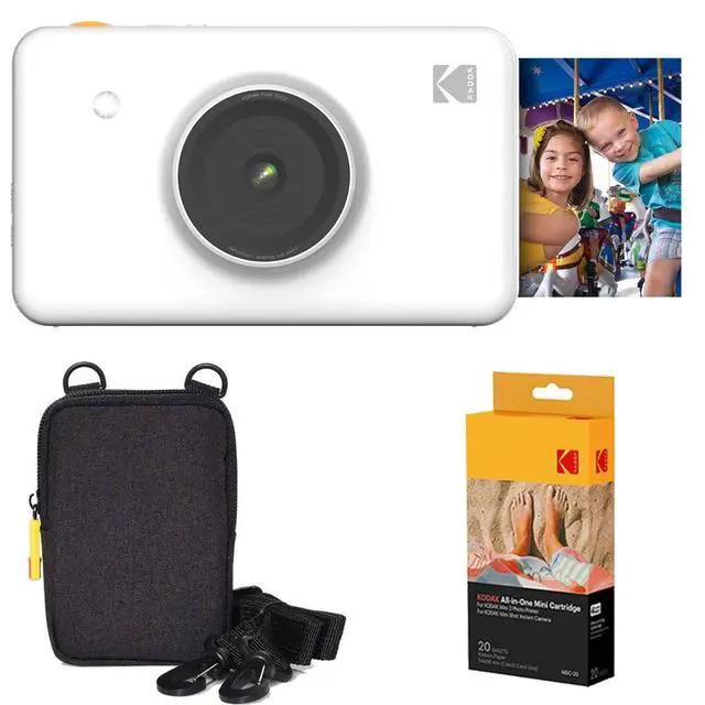 Alt view image 4 of 7 - Kodak Mini Shot Instant Camera (White) Basic Bundle + Paper (20 Sheets) + Deluxe Case