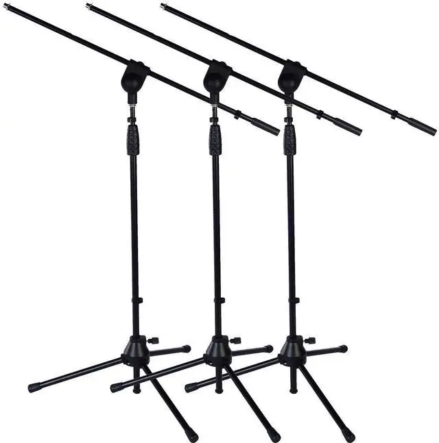 Main image of LyxPro Microphone Stand Boom Arm, Rotating Floor Podium Stage, Strong Foldable - 38.5 Inch - 66 Inch, Extends Arm to 29 3/8 Inch Comes With 3/8 Inch and 5/8 Inch - Mount Adapters TMS-1 (Pack of 3)