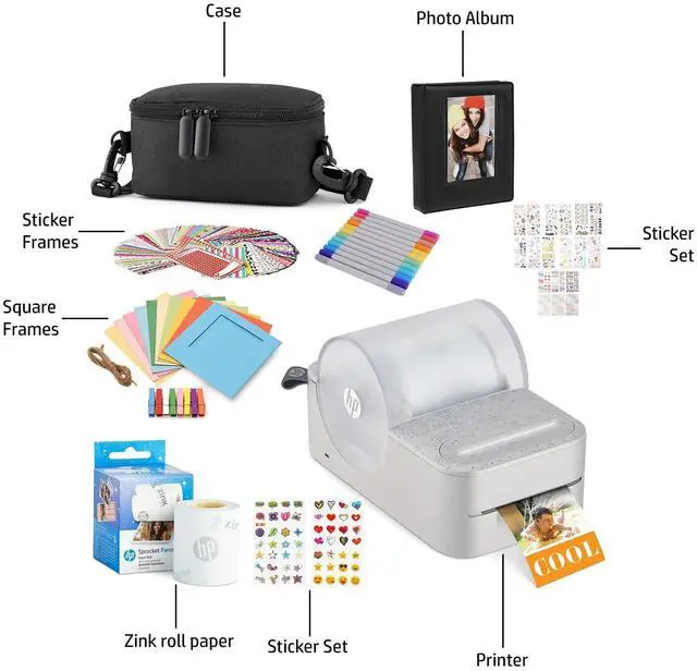 Alt view image 5 of 7 - HP Sprocket Panorama Instant Portable Color Printer (White) 2 x .5- 9 Zink Sticky-Backed Paper -Create Personalize Prints, Photobooth Strips, Labels & Custom Designs in the App