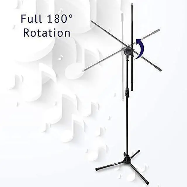 Alt view image 5 of 7 - LyxPro Microphone Stand Boom Arm Tilting Rotating Floor Podium Stage or Studio Strong Durable And Foldable Height 38.5"- 66" Extends Arm to 29 3/8" Comes With 3/8" and 5/8" mount Adapter