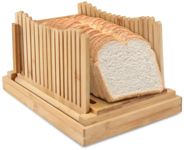 Main image of Ivation Folding Bread Slicer | Collapsible, Easy to Use Cutting Guide w/ Detachable Crumb Catcher & Serving Tray | Accurately Slice Bakery-Fresh & Homemade Bread with Ease