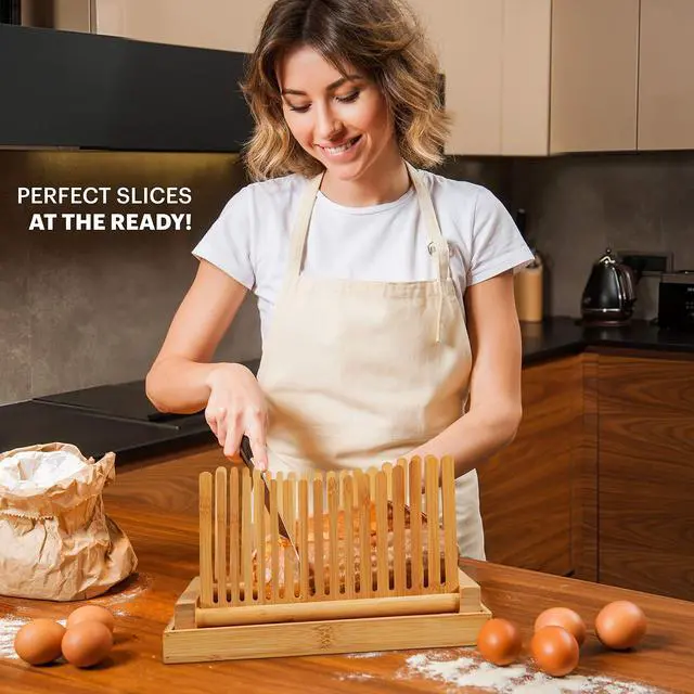 Alt view image 7 of 7 - Ivation Folding Bread Slicer | Collapsible, Easy to Use Cutting Guide w/ Detachable Crumb Catcher & Serving Tray | Accurately Slice Bakery-Fresh & Homemade Bread with Ease