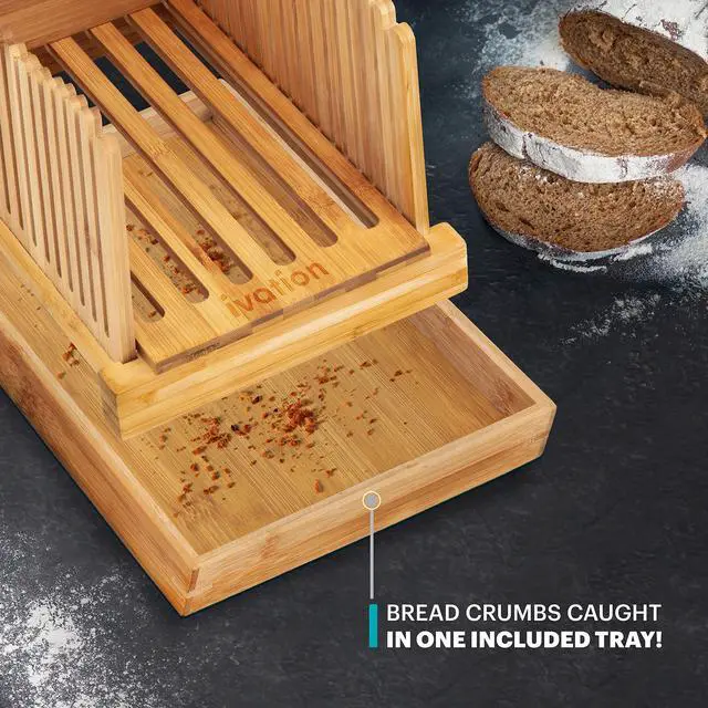 Alt view image 4 of 7 - Ivation Folding Bread Slicer | Collapsible, Easy to Use Cutting Guide w/ Detachable Crumb Catcher & Serving Tray | Accurately Slice Bakery-Fresh & Homemade Bread with Ease