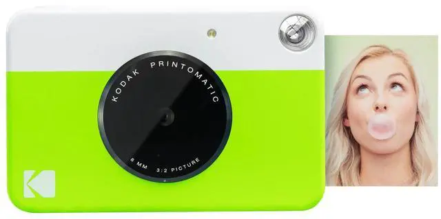 Alt view image 2 of 7 - Kodak Printomatic Instant Camera (Green) Art Bundle + Zink Paper (20 Sheets) + 8x8 Cloth Scrapbook + 12 Twin Tip Markers + 100 Border Stickers + 6 Decorative Scissors + Washi Tape