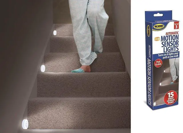 Main image of 3 Motion Sensor Lights Stairs Path Night LED Automatic Hall Hallway Bathroom New