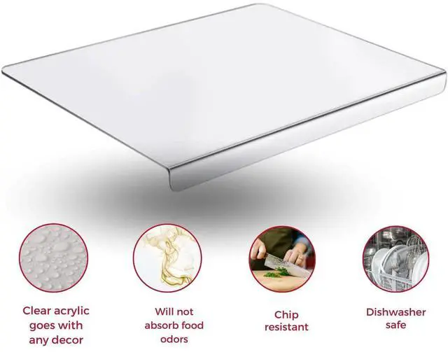 Alt view image 4 of 7 - Jumbl Clear Acrylic Non-Slip Cutting Board with Counter Lip, Extra Large Size 16" x 18" for Countertop Protection, Kitchen Essential